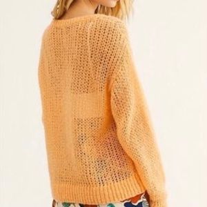 Free People light orange knit wool blend sweater S